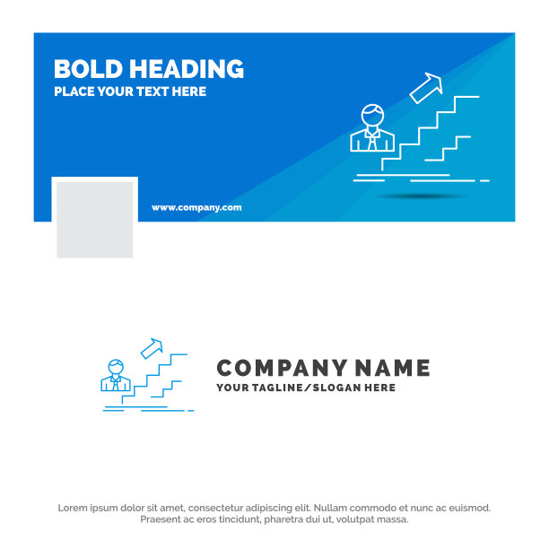 蓝色企业标志模板，推广成功图片下载