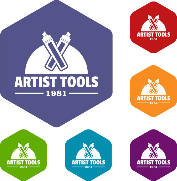 艺术家工具图标六面体图片下载