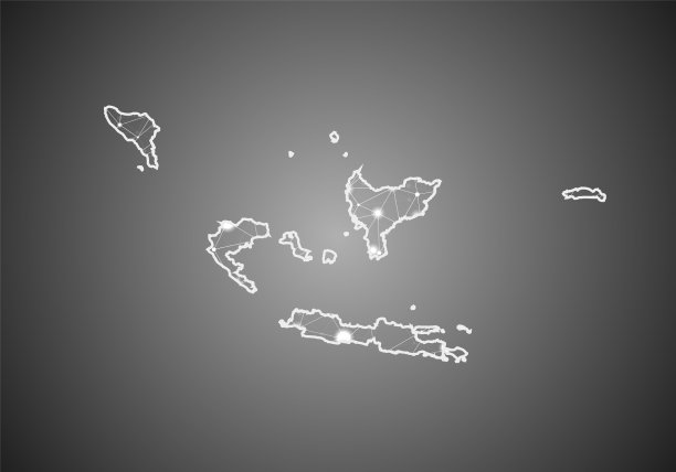 线框网格多边形印尼地图图片下载