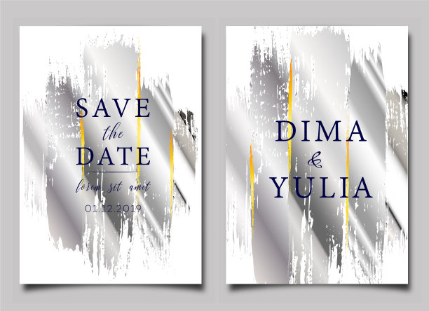 婚礼请帖或周年纪念卡片模板图片下载