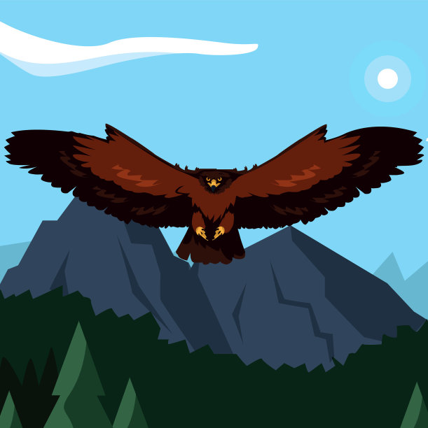 美丽的雄鹰在壮丽的风景中飞翔图片下载