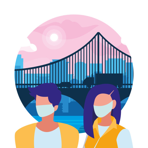 城里的夫妇戴着口罩图片下载