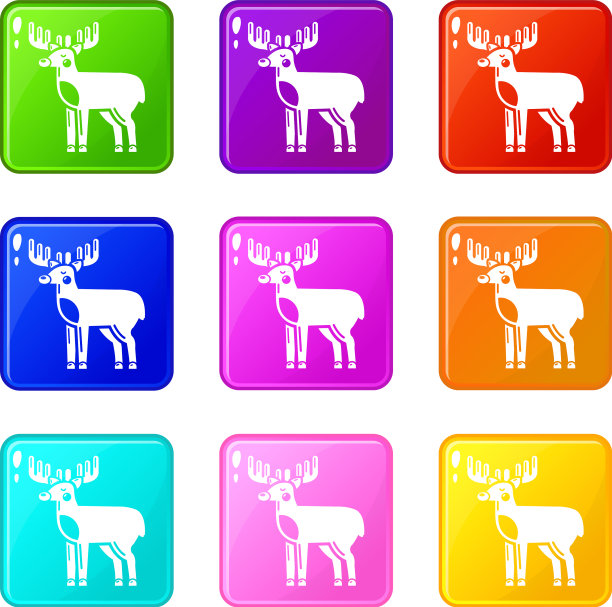 麋鹿图标集9颜色收集图片下载