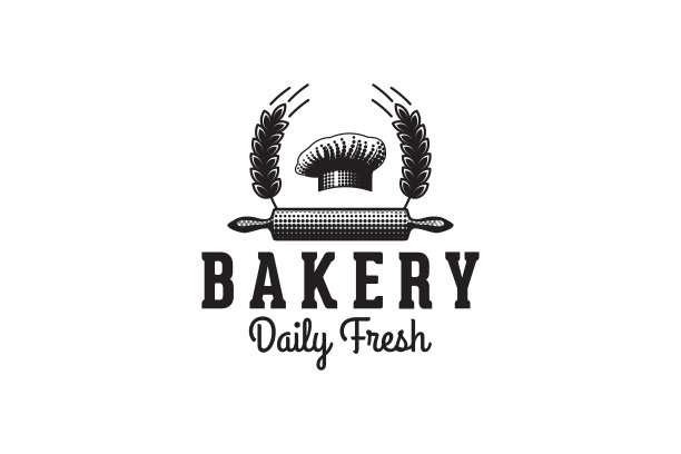 厨师帽擀面杖小麦谷粒烘焙图片下载