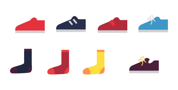 男人卡通运动鞋和袜子插图集图片下载