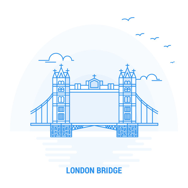 伦敦桥的蓝色地标创意背景图片下载