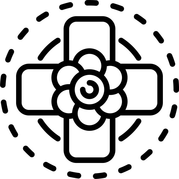 俯视图花十字图标轮廓风格图片下载