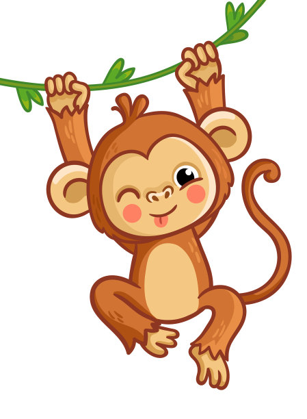 猴子眨眼，动物正挂在上面图片下载