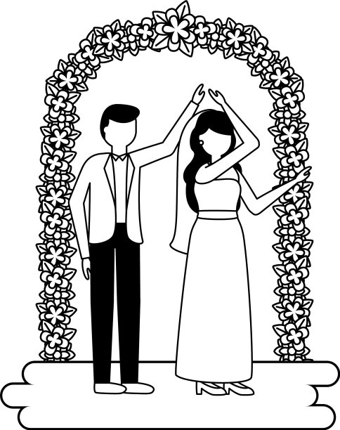 新郎新娘拱门花装饰婚礼图片下载