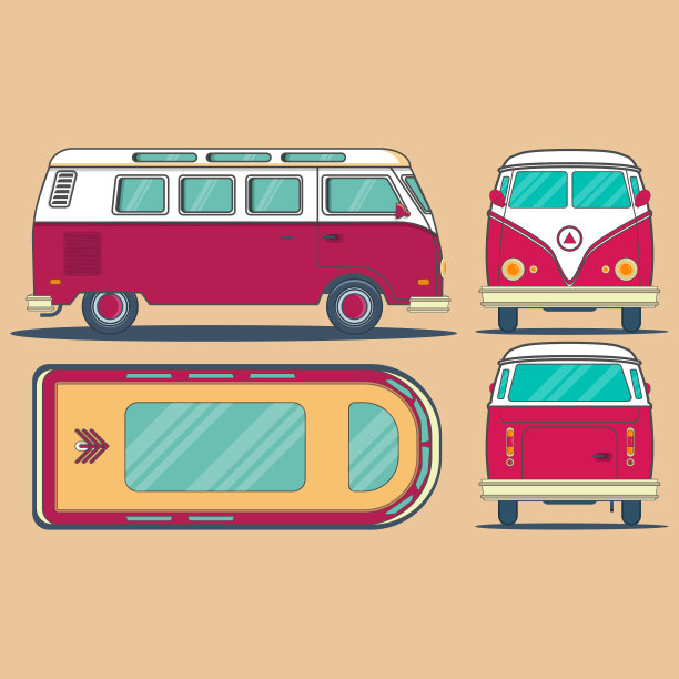 老式露营冲浪车图片下载