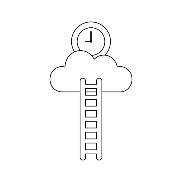 图标概念和梯子到达云端时钟图片下载