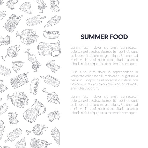 夏季食物横幅模板与地方的文本图片下载