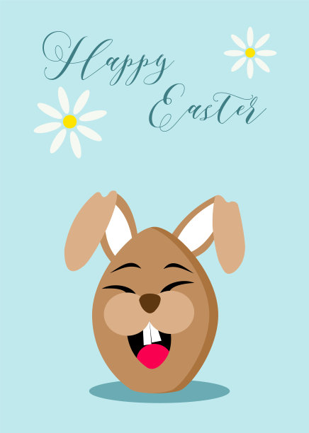 复活节快乐巧克力彩蛋兔子贺卡图片下载