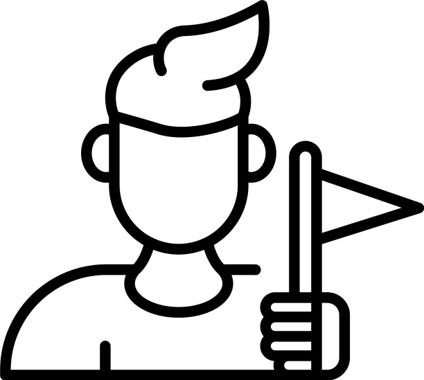 游客与旗帜图标轮廓风格图片下载