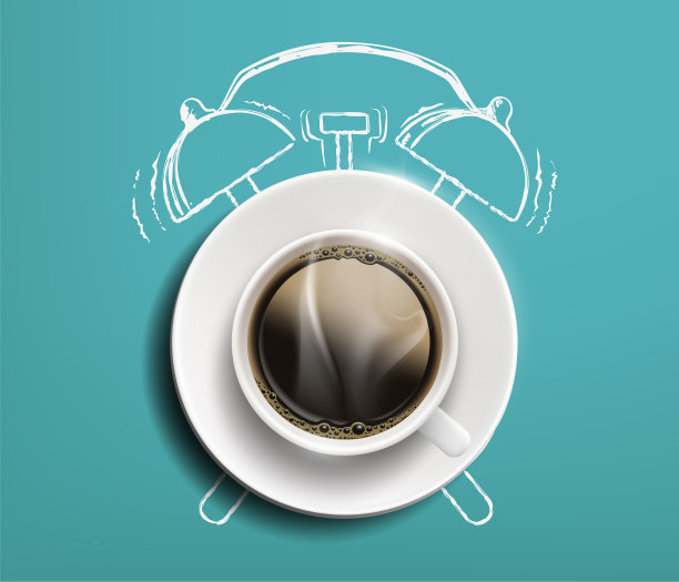 杯子咖啡在桌子上画素描报警图片下载