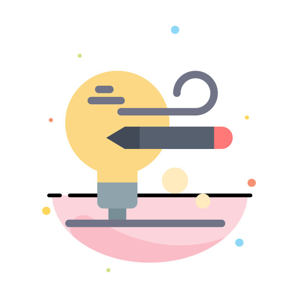 灯泡铅笔教育抽象平面颜色图标图片下载