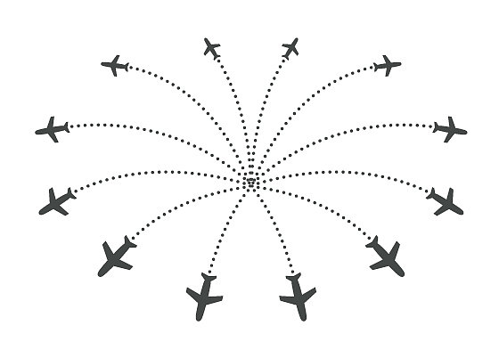 飞机沿着不同的方向飞行图片下载