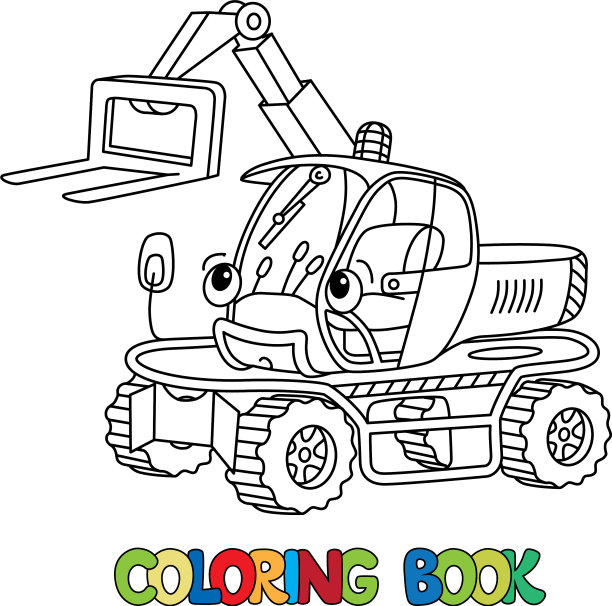 滑稽的小铲车或装载机用眼睛图片下载