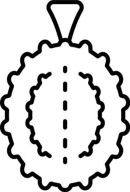 整个榴莲图标轮廓风格图片下载