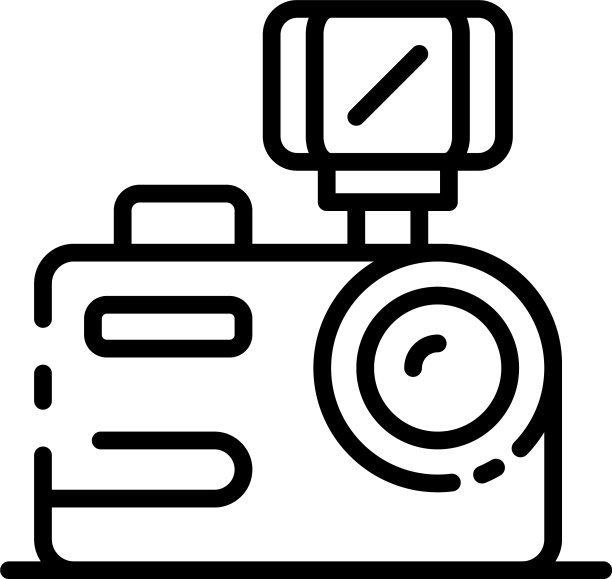 相机与闪光灯图标轮廓风格图片下载