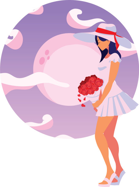 女人用花束捧花浪漫图片下载