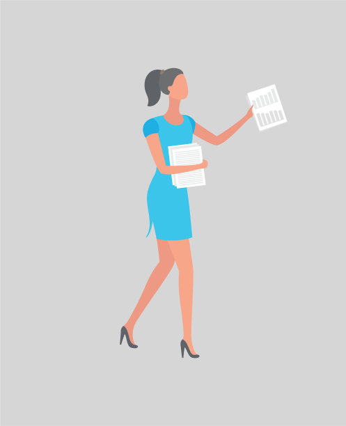 穿着蓝色裙子的女人穿着高跟鞋，上面写着一张纸图片下载