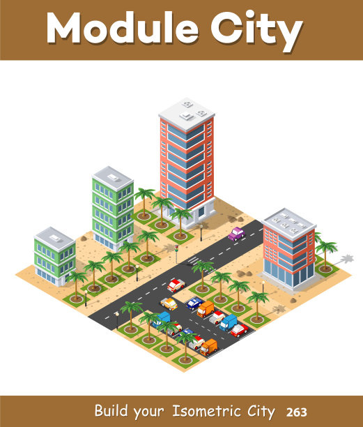 一个农场的等距视图图片下载