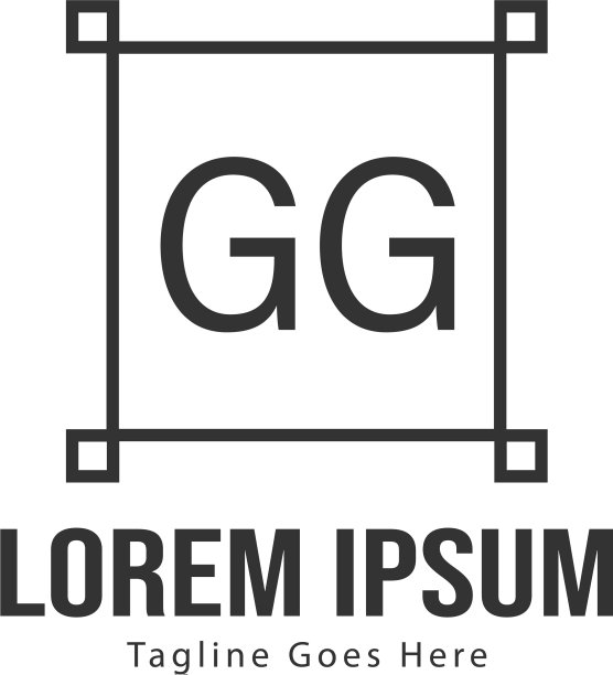 带有现代框架的GG首字母标志模板图片下载