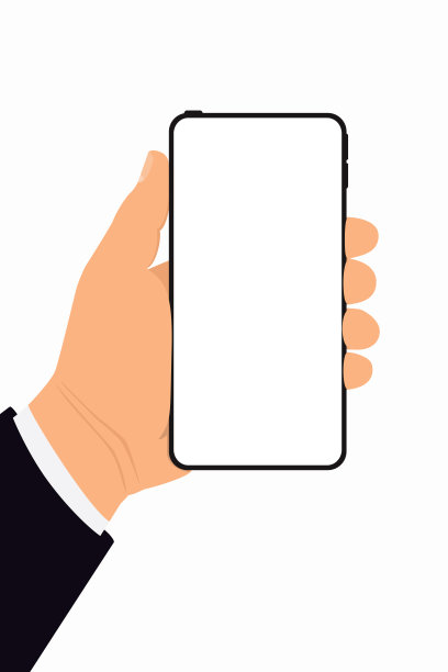 手里拿着一个空白的白屏智能手机。素材图片