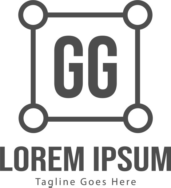 带有现代框架的GG首字母标志模板图片下载