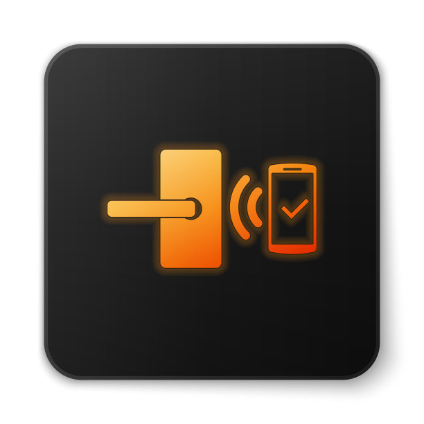 橙色发光的无线数字门锁图片下载