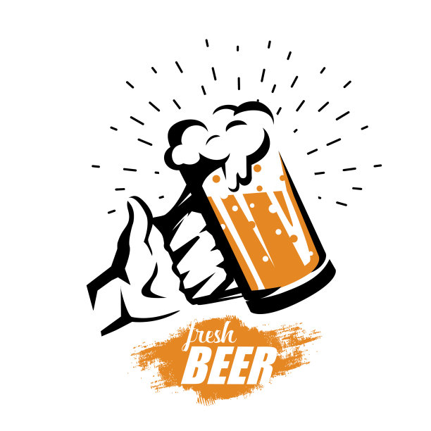 手握啤酒杯风格符号在复古图片下载