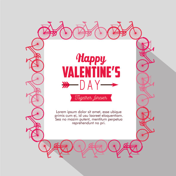 自行车车架装饰到情人节贺卡图片下载