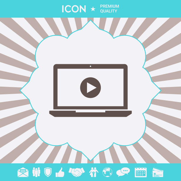 笔记本电脑与播放按钮图标图形元素图片下载