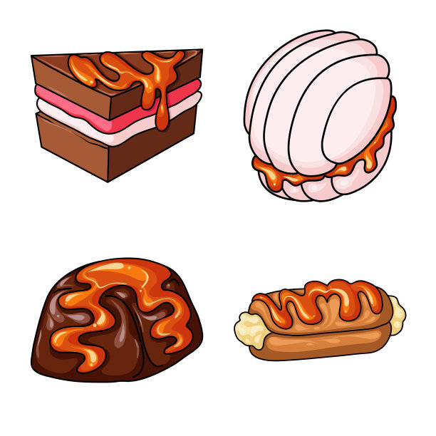 孤立对象甜点和甜食的标志集图片下载