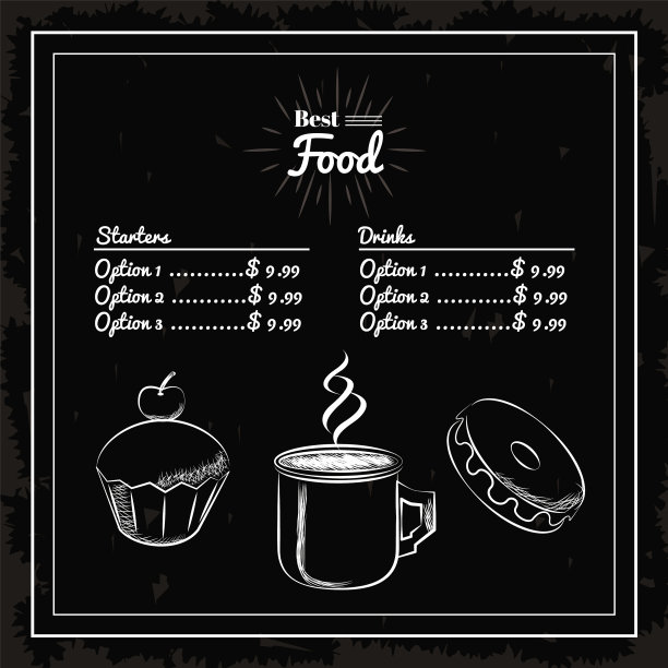 菜单上的甜点和咖啡图片下载