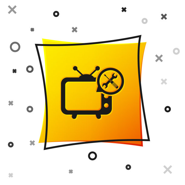 黑色电视与螺丝刀和扳手图标隔离图片下载
