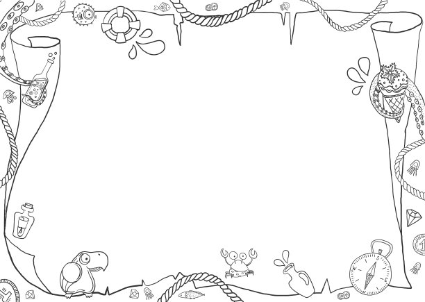 儿童海洋着色空白地图图片下载