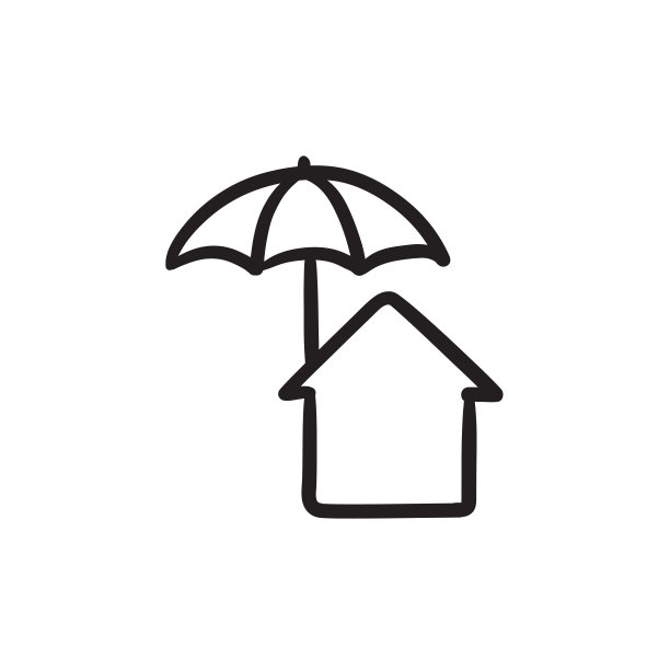 雨伞下的房屋素描图标图片下载