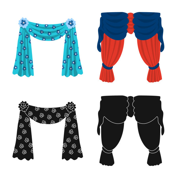 设计窗帘和窗帘标志集图片下载