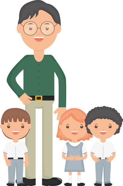 可爱的小学生群与男老师图片下载