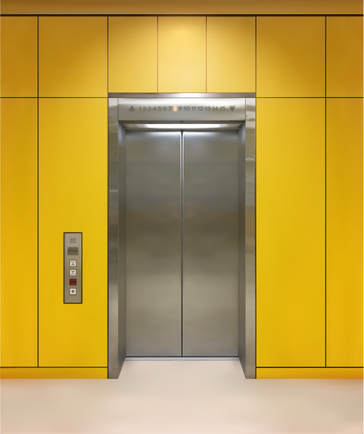 铬金属办公大楼电梯门打开图片下载
