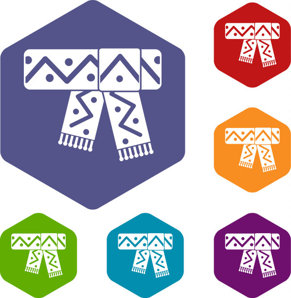 针织围巾与图案图标集图片下载