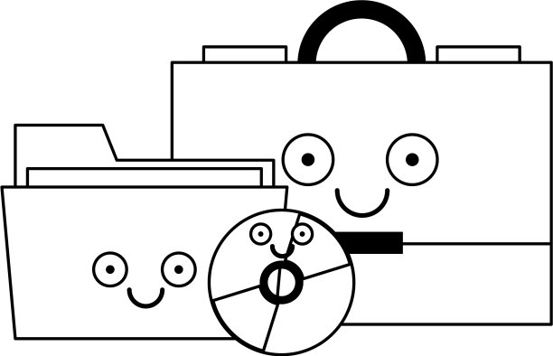 装有文件夹和光盘的黑色商务公文包图片下载