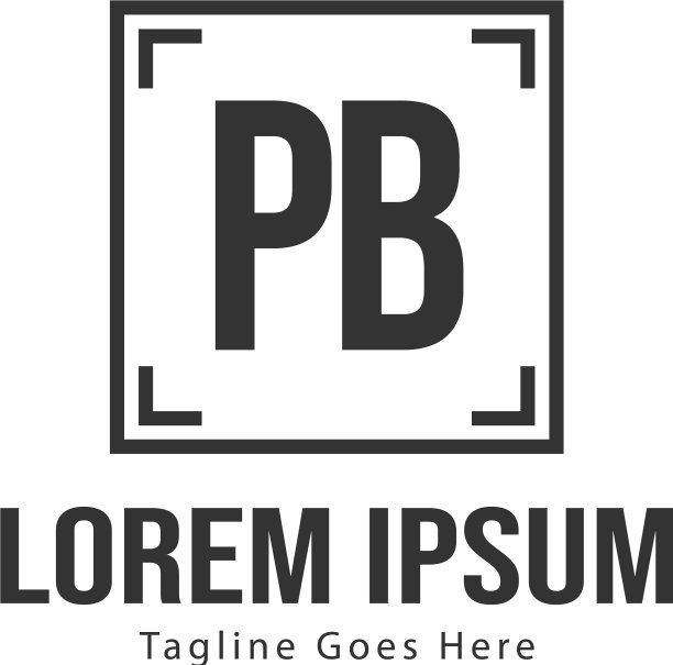 PB字母现代框架logo模板图片下载