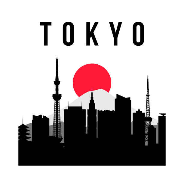 东京城市简约的剪影图片下载