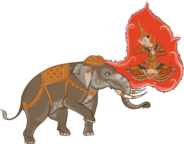 泰国传统绘画中的大象图片下载