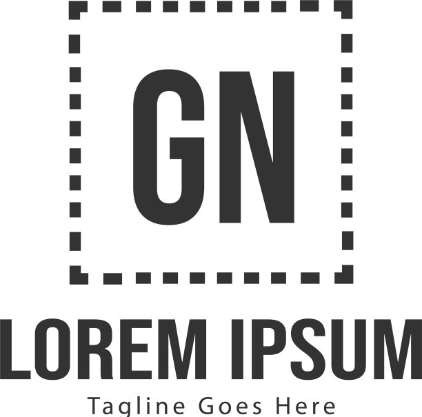 带有现代框架的GN字母Logo模板图片下载