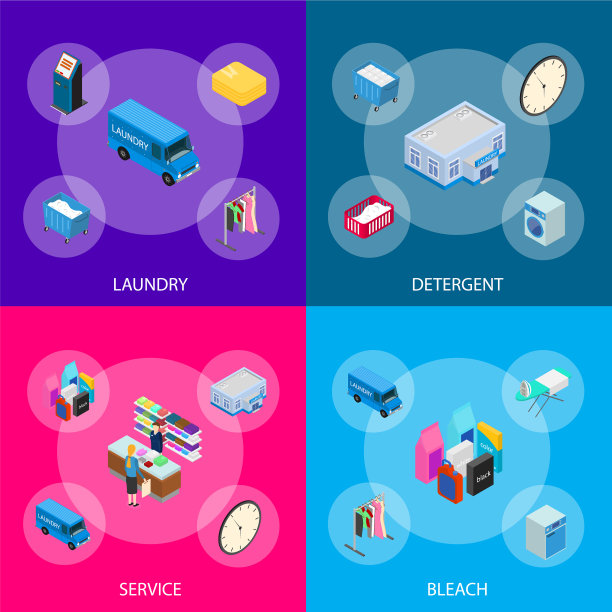 洗衣横幅设置3d等距视图图片下载