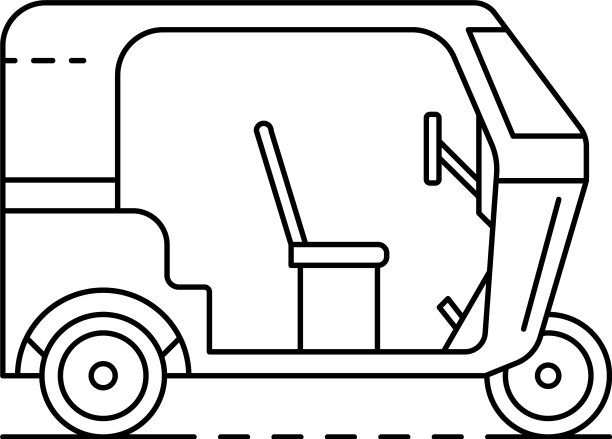 摩托车三轮车图标轮廓风格图片下载